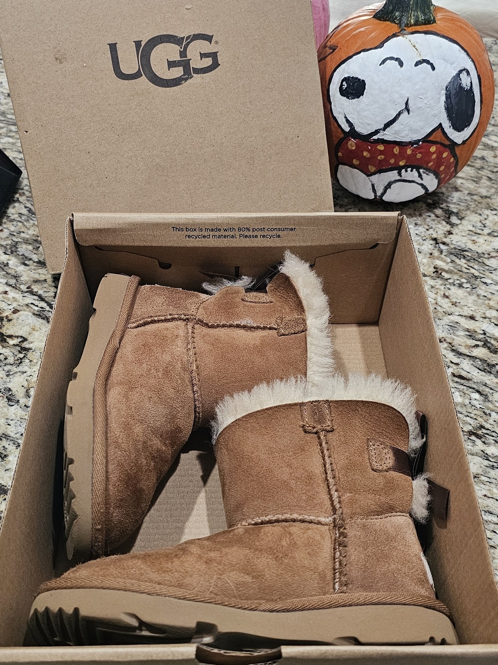 UGG Kids Chestnut Suede Boots with Shearling Trim